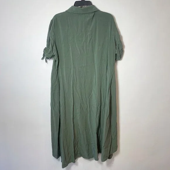 Pietro Brunelli Milano Button Down Maternity Dress Green XS Short Tie Sleeve - Picture 4 of 10